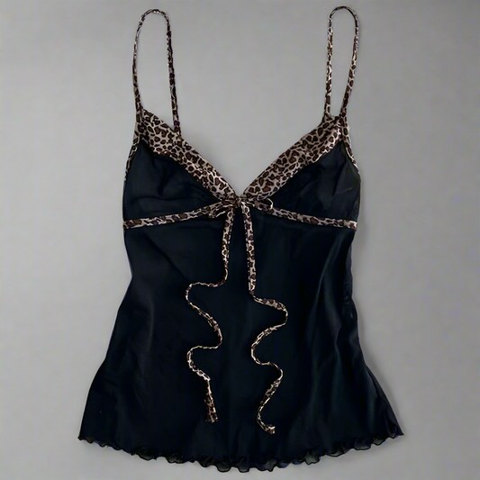 leopard print seam halter cami top