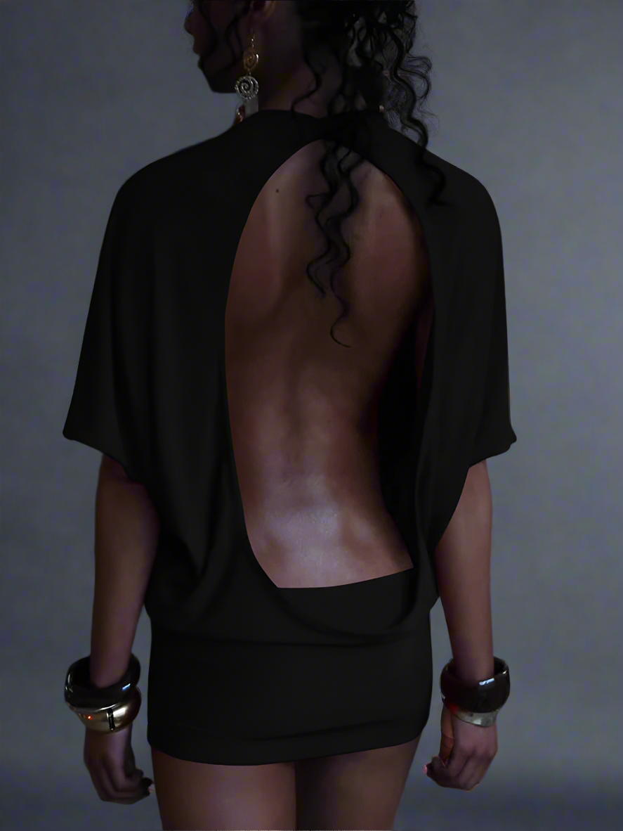 Backless Batwing Mini Dress | Reigned