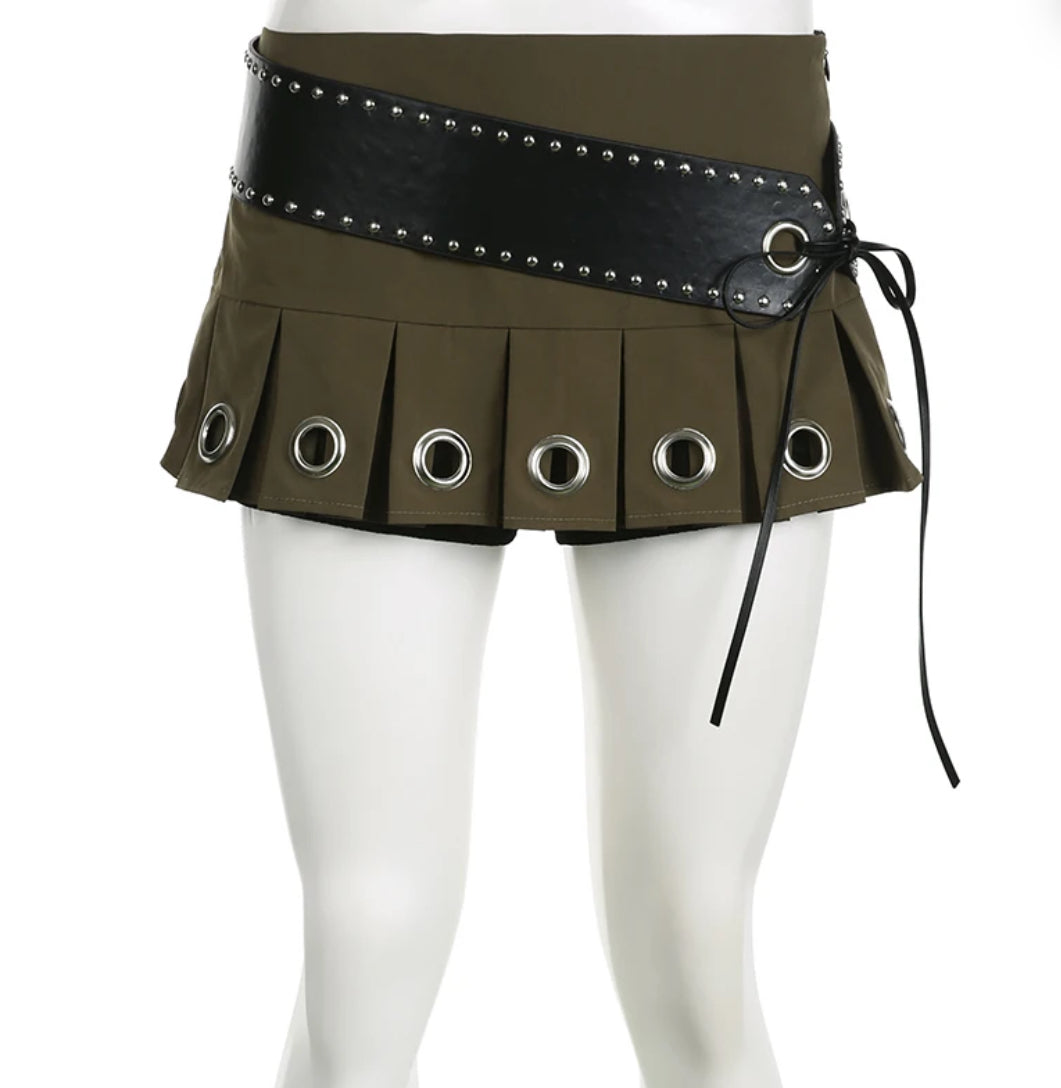 bow Chunky belt mini skirt