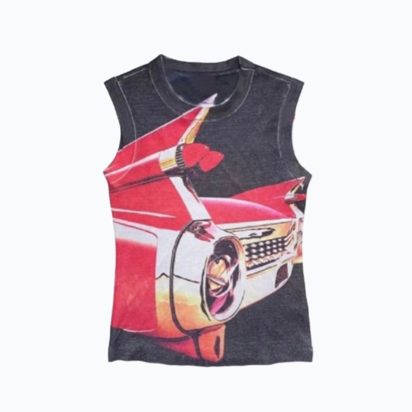 Retro car design graphic tank top