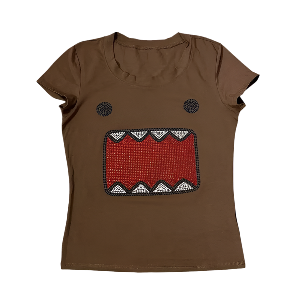 Reigned Brown monster embellished tight fit baby tee