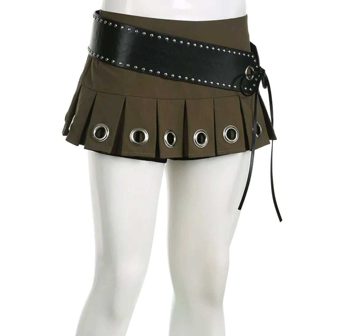 bow Chunky belt mini skirt