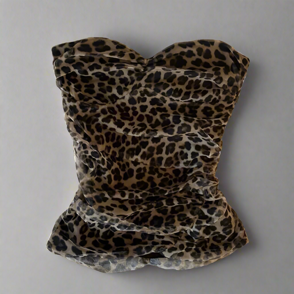 leopard print tight fit tube top
