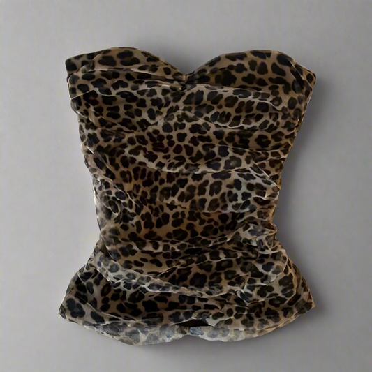 leopard print tight fit tube top
