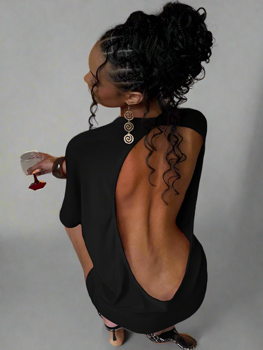 Backless Batwing Mini Dress | Reigned