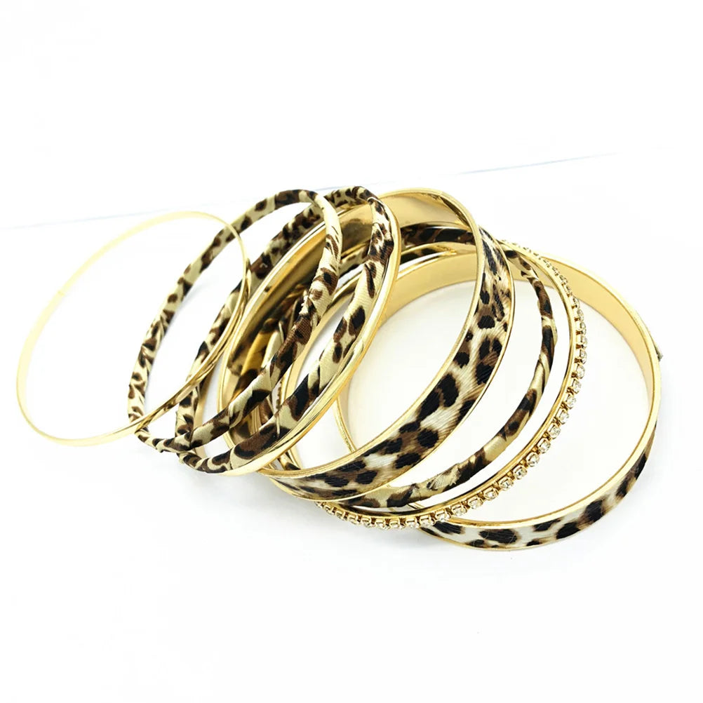 Leopard Print Golden Bangle Bracelets