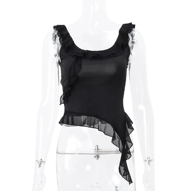 ruffle asymmetrical tank top