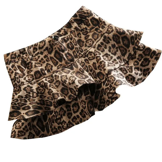 Leopard print pleated mini skirt