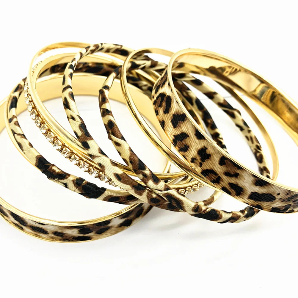 Leopard Print Golden Bangle Bracelets