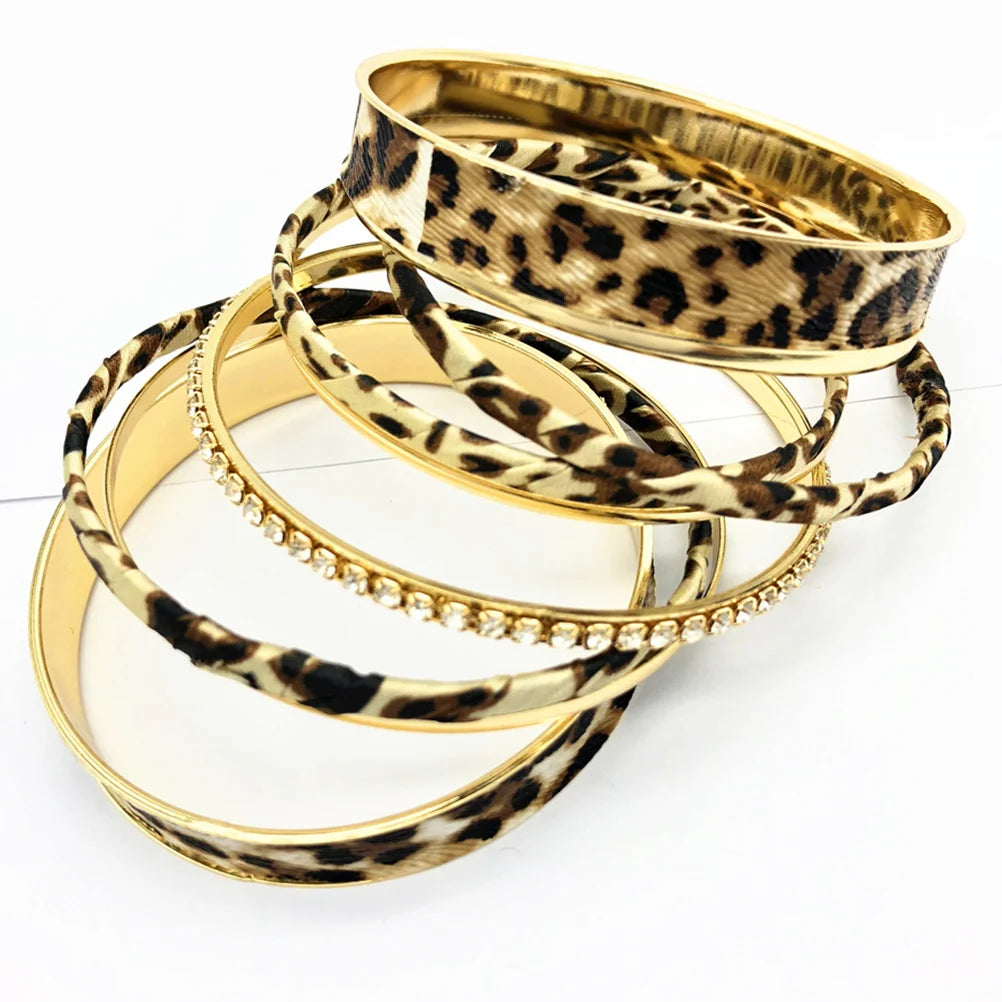 Leopard Print Golden Bangle Bracelets