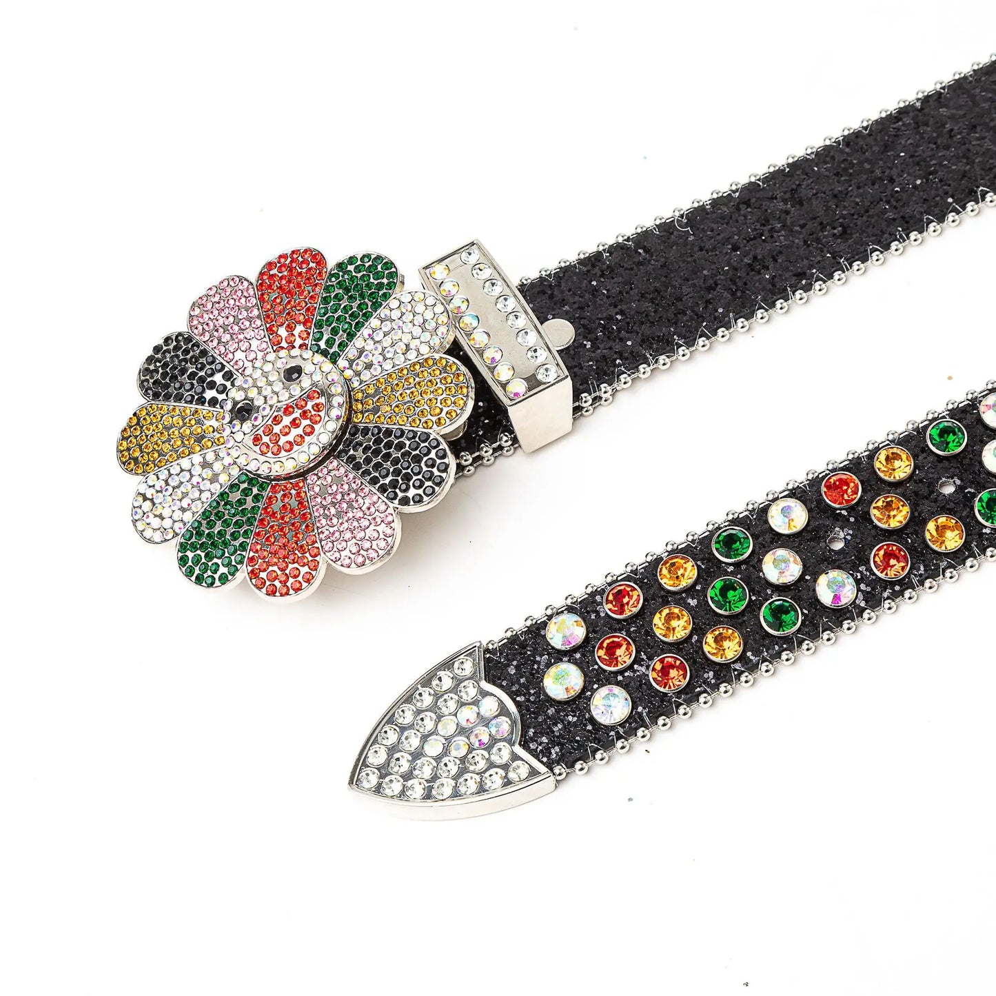 Flower design spinning bling BB belt