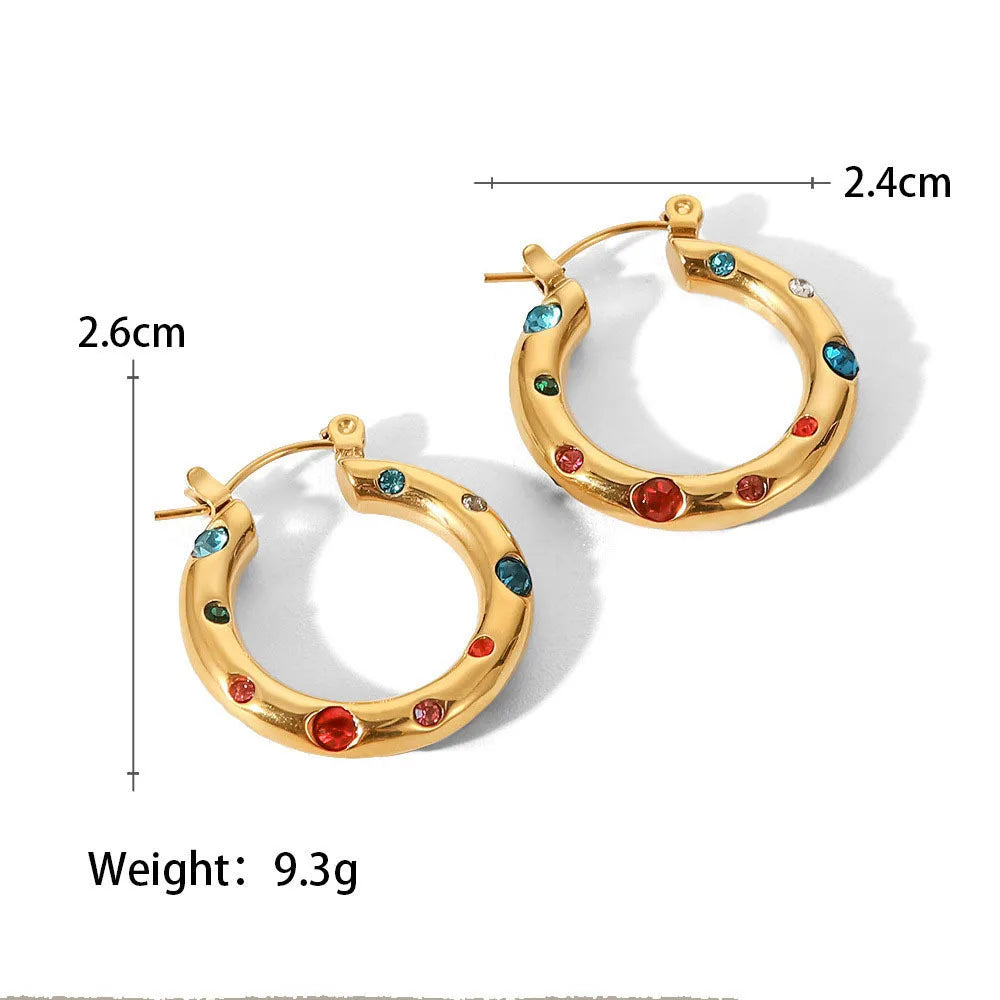 Irregular gemstone hoop earrings