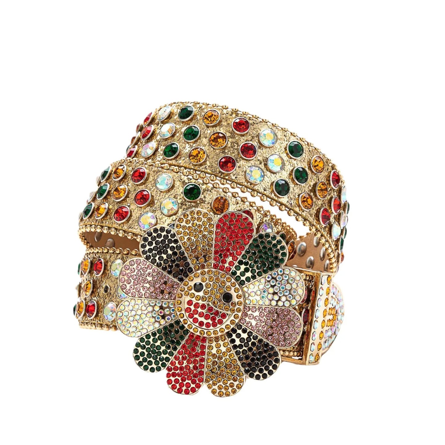 Flower design spinning bling BB belt