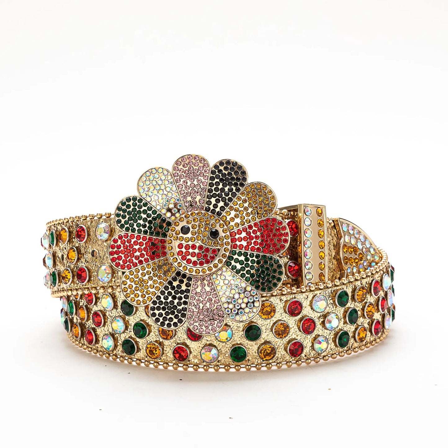 Flower design spinning bling BB belt