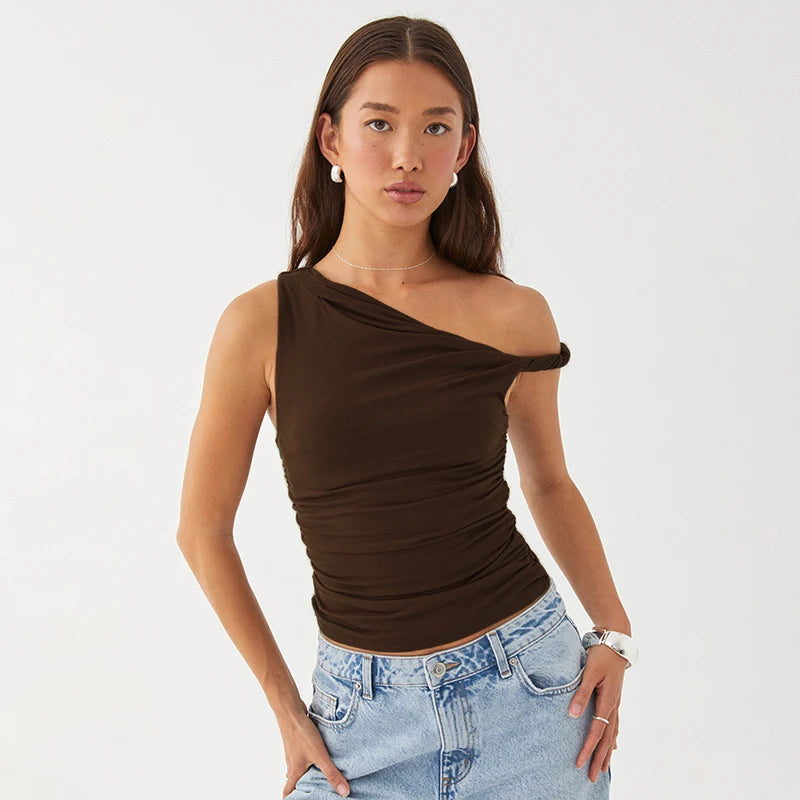 Off shoulder A-line tank top