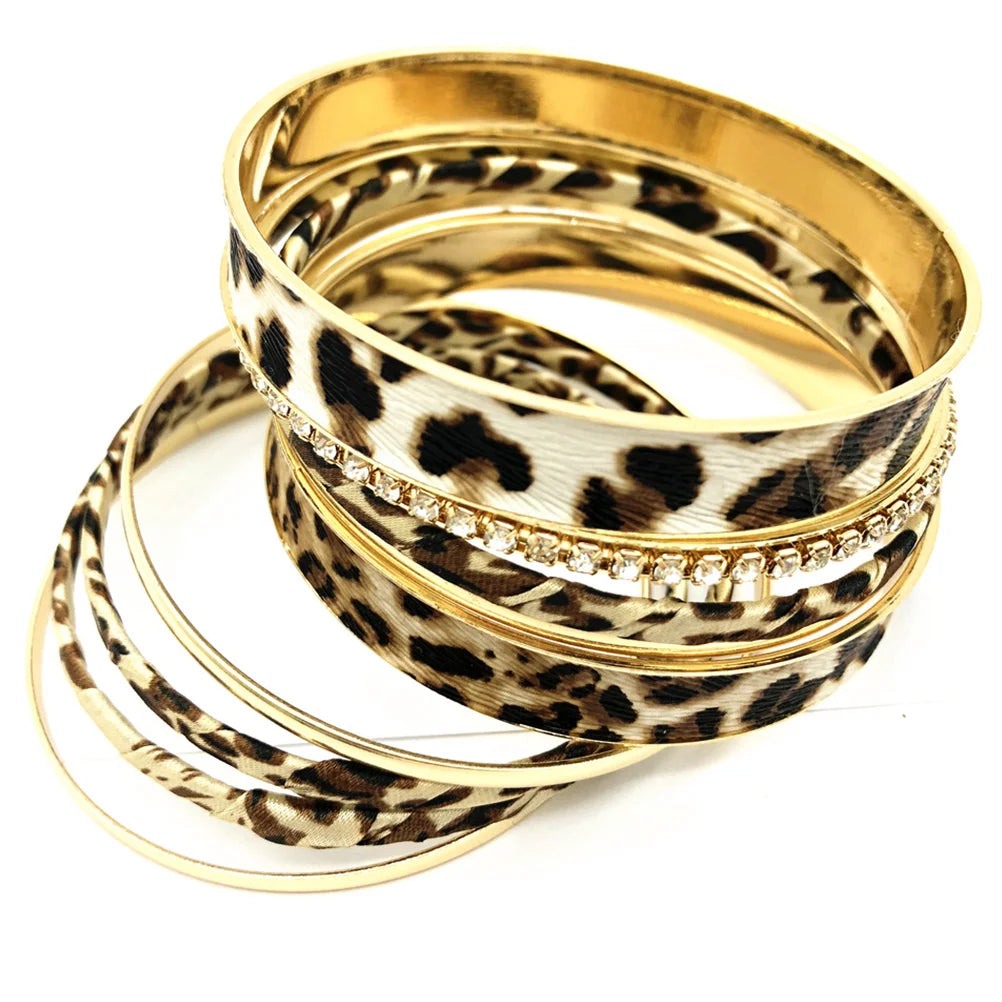 Leopard Print Golden Bangle Bracelets