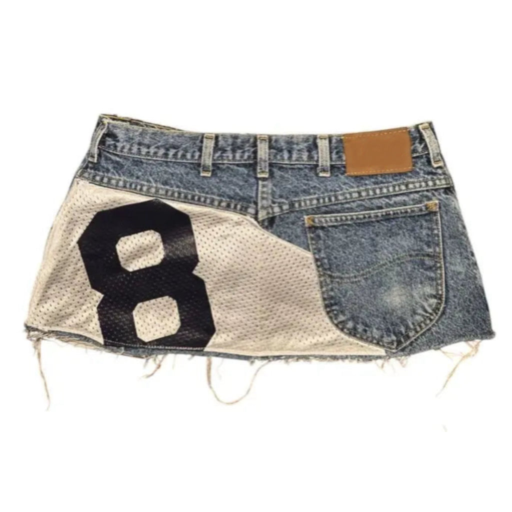 Spliced ‘8’ Jersey-Style Denim Mini Skirt | Reigned