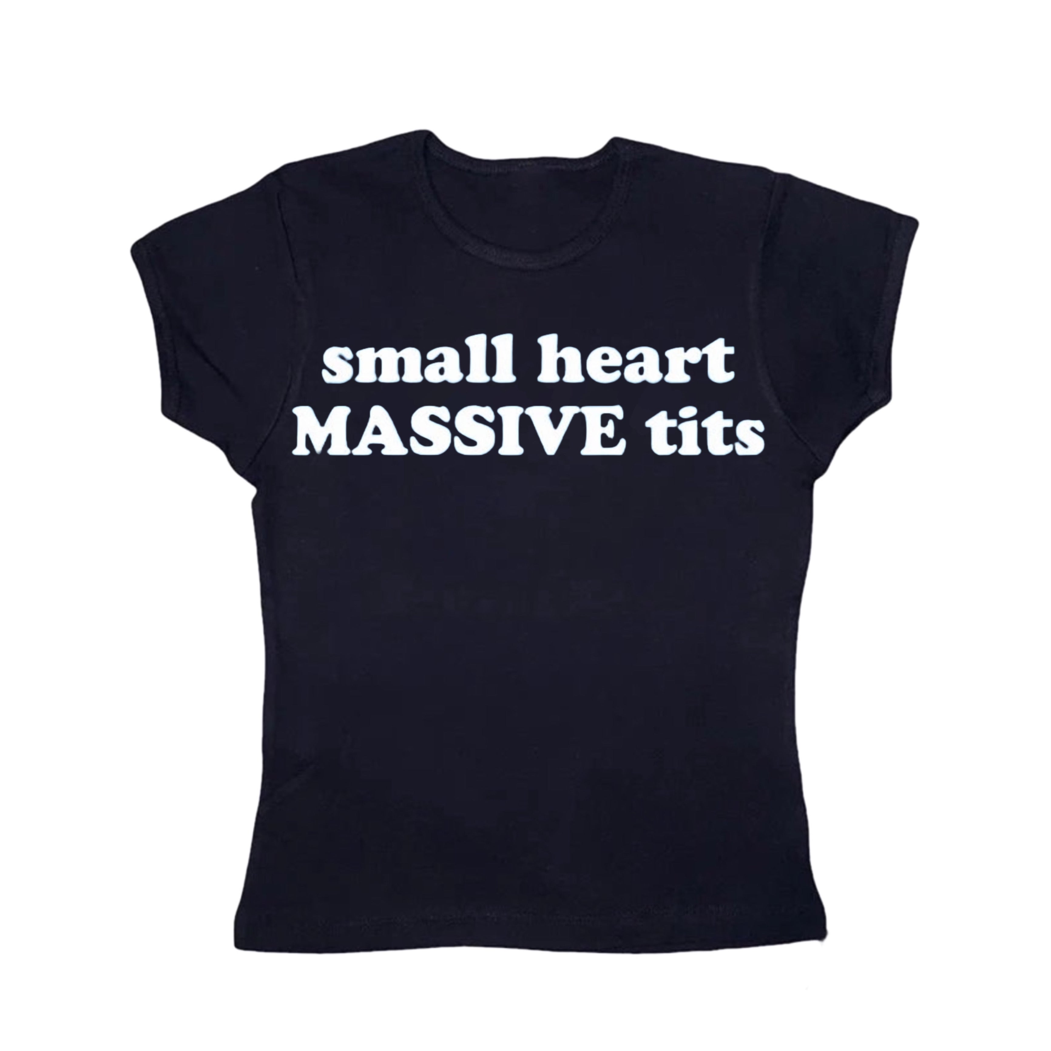 small heart massive tits tight fit baby tee