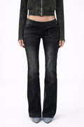 Low rise Asymmetrical Waistline Bootcut jeans