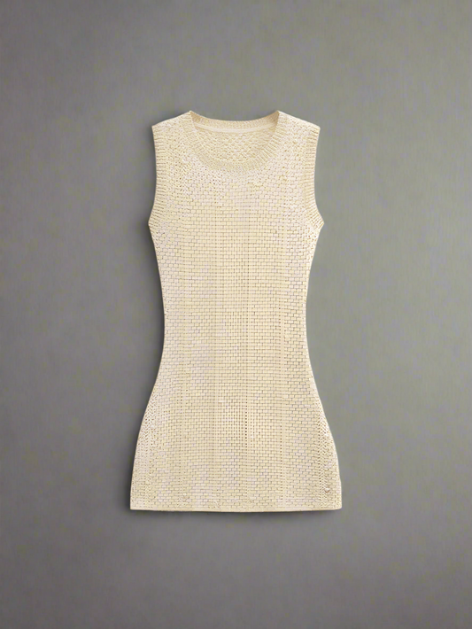 pearl detail knitted mini dress