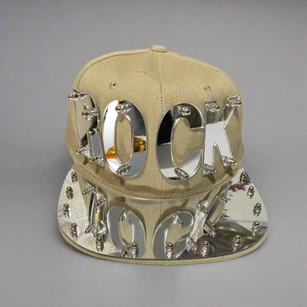 Statement ‘ROCK’ Mirror Jumbo Letter Flat Cap | Reigned