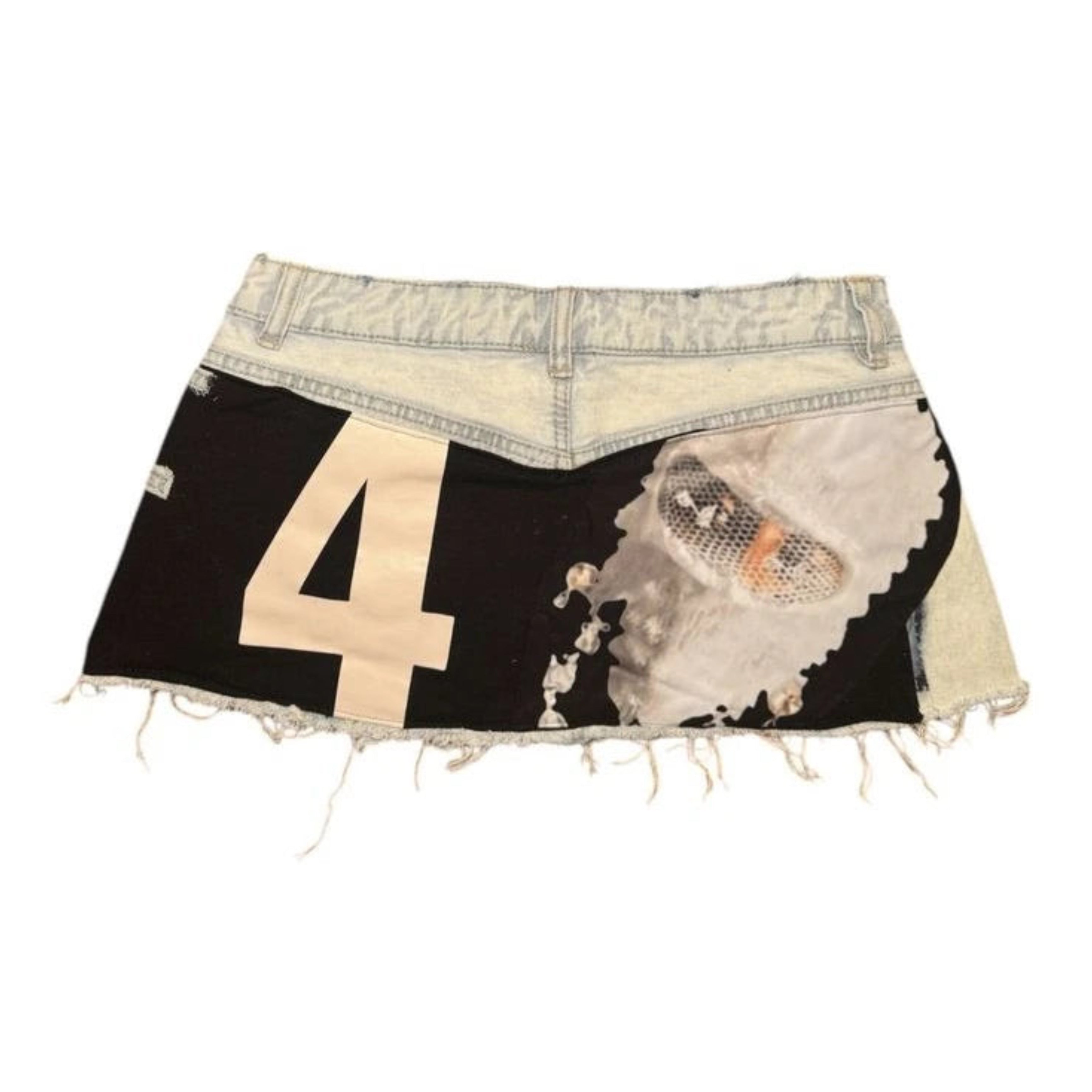 Spliced ‘4’ Jersey-Style Denim Mini Skirt | Reigned