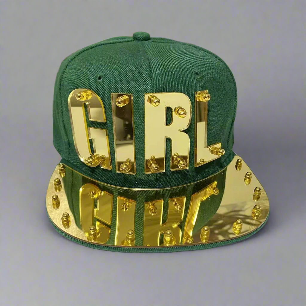 Statement ‘GIRL’ Mirror Jumbo Letter Flat Cap | Reigned
