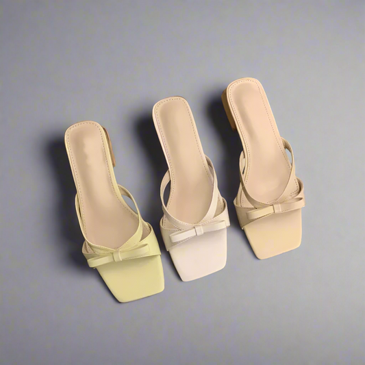 minimalist bow low heel slippers