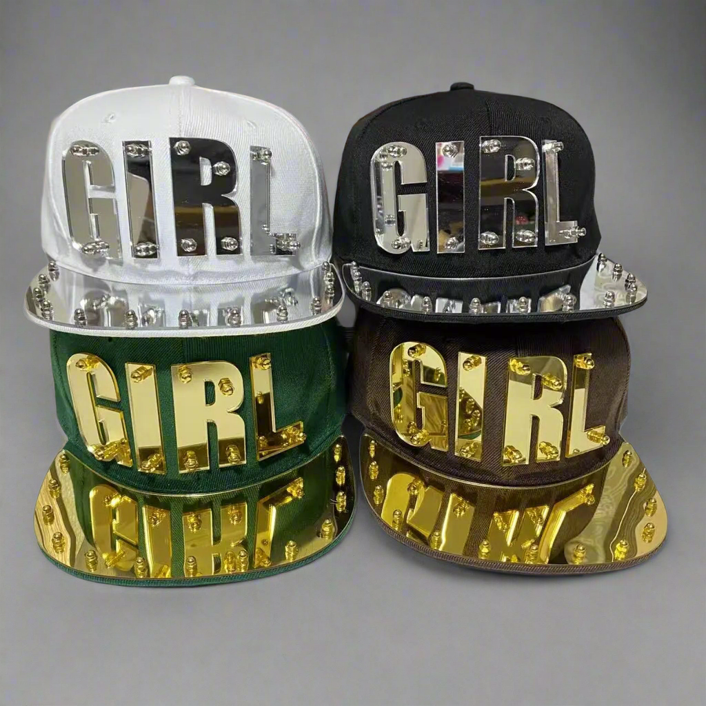 Statement ‘GIRL’ Mirror Jumbo Letter Flat Cap | Reigned