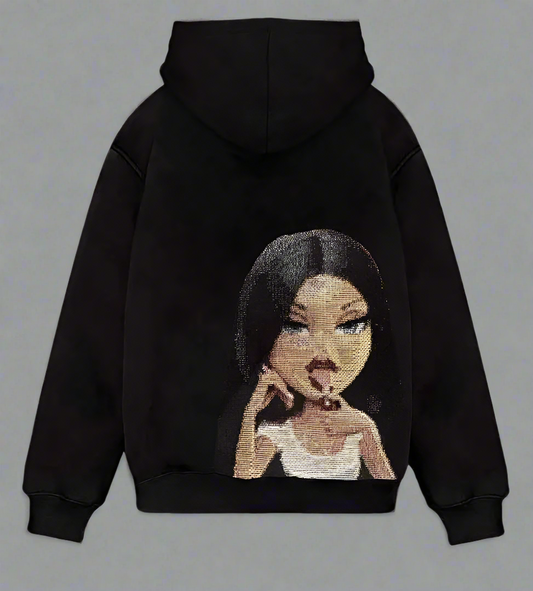 Oversized Man eater Doll Print Graphic Hoodie