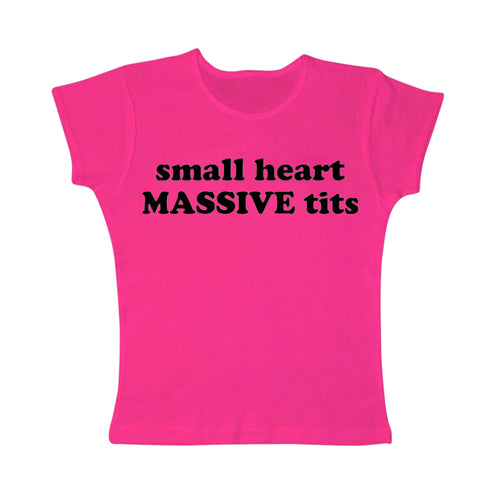 small heart massive tits tight fit baby tee