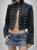 Braided military parade style denim jacket| Reigned