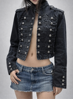 Braided military parade style denim jacket| Reigned