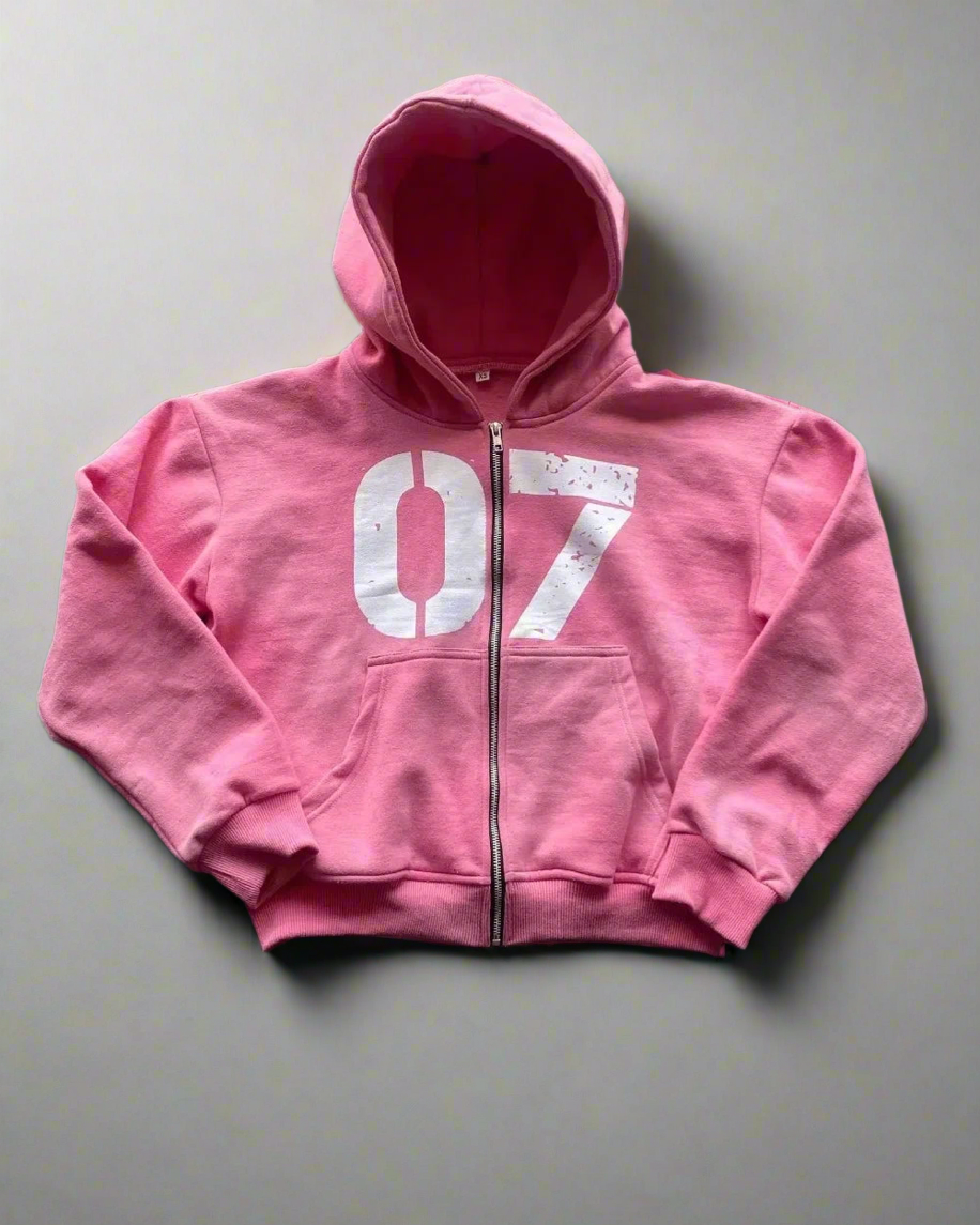 07 Oversized Zip up Hoodie And Sweatpants Set