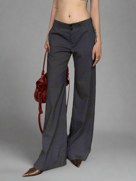 Grey wide leg work trousers