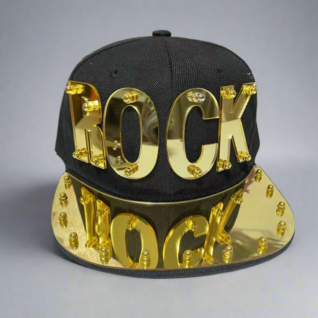Statement ‘ROCK’ Mirror Jumbo Letter Flat Cap | Reigned