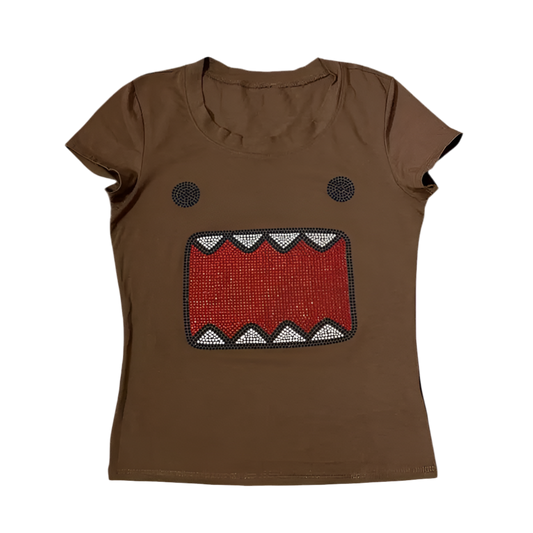 Reigned Brown monster embellished tight fit baby tee