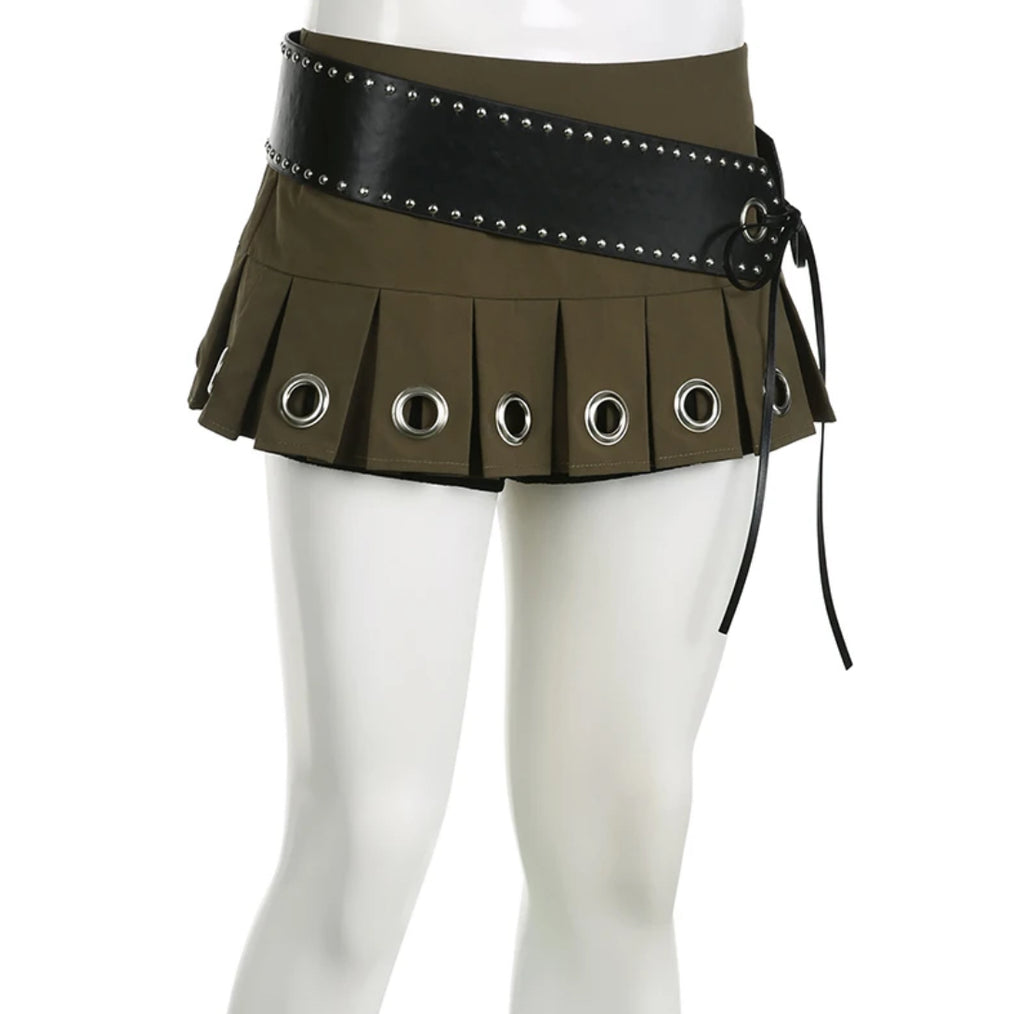 bow Chunky belt mini skirt