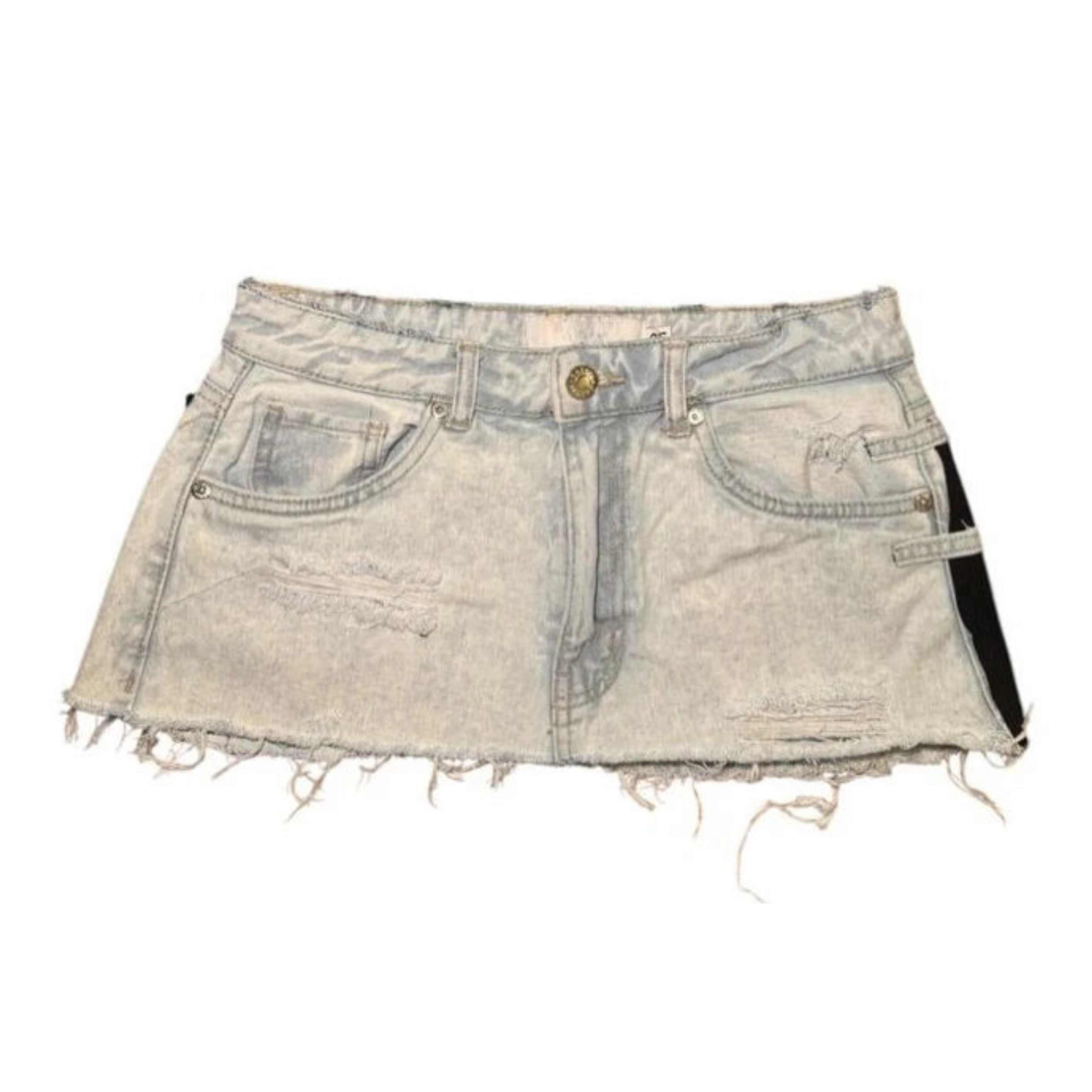Spliced ‘4’ Jersey-Style Denim Mini Skirt | Reigned