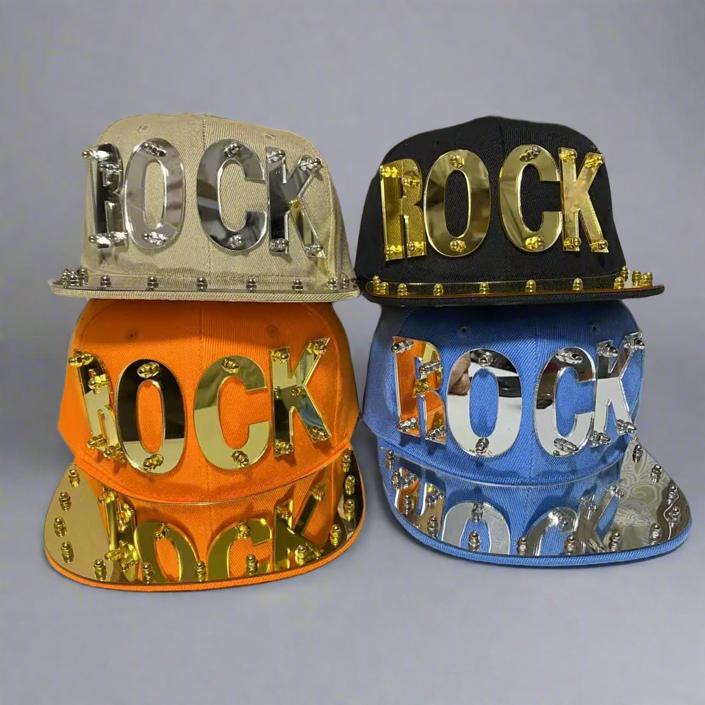Statement ‘ROCK’ Mirror Jumbo Letter Flat Cap | Reigned