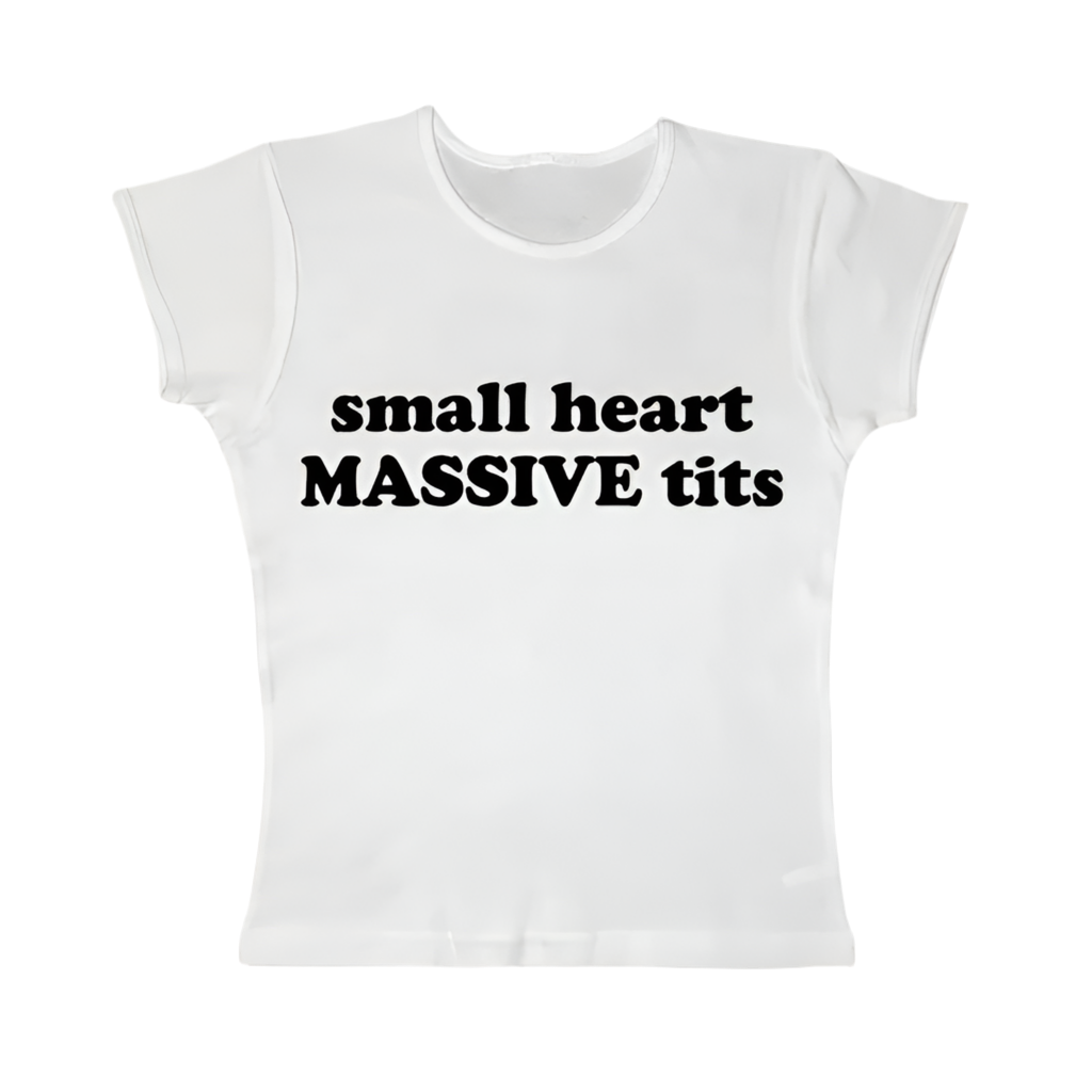 small heart massive tits tight fit baby tee