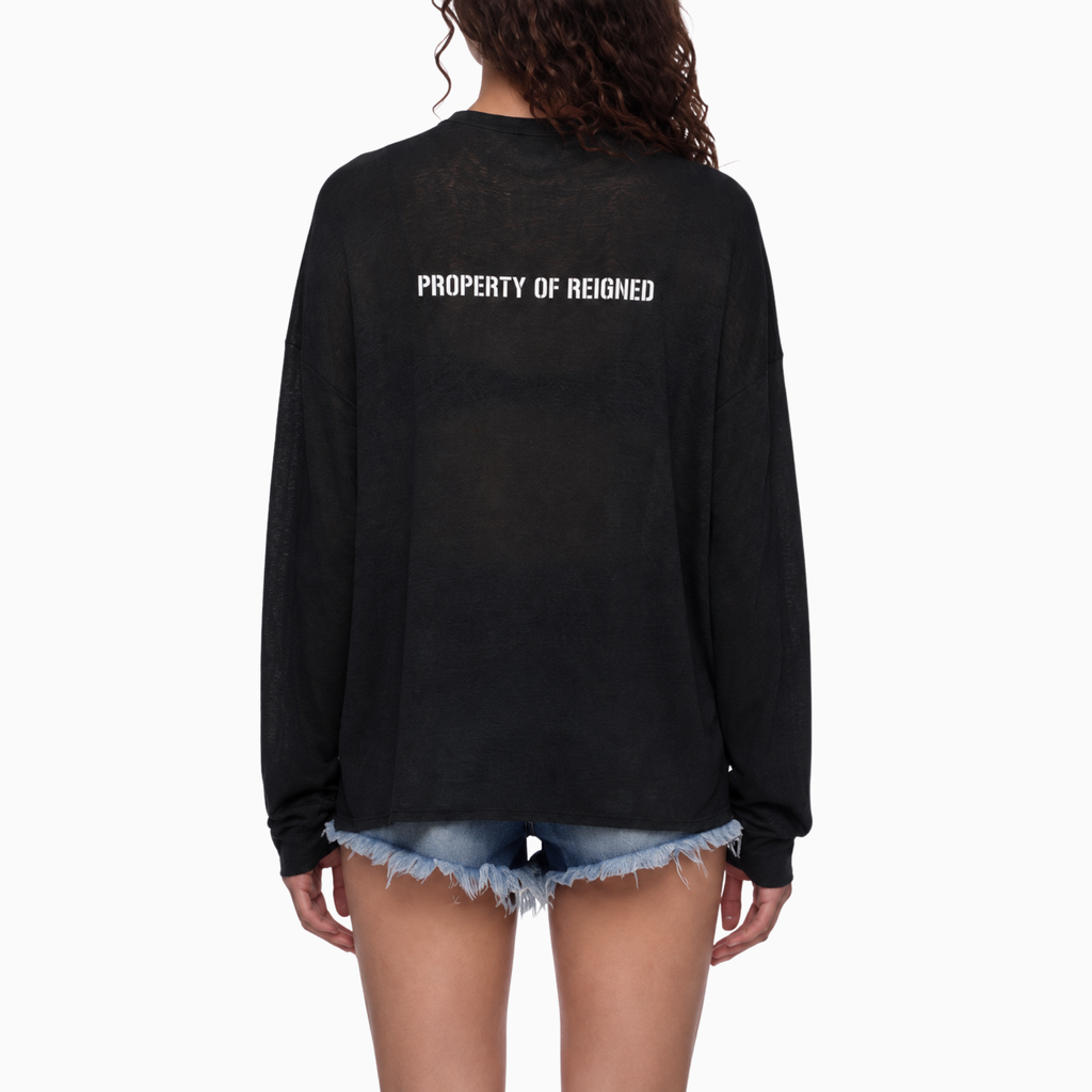 Raw Edge Long Sleeve Translucent T-Shirt
