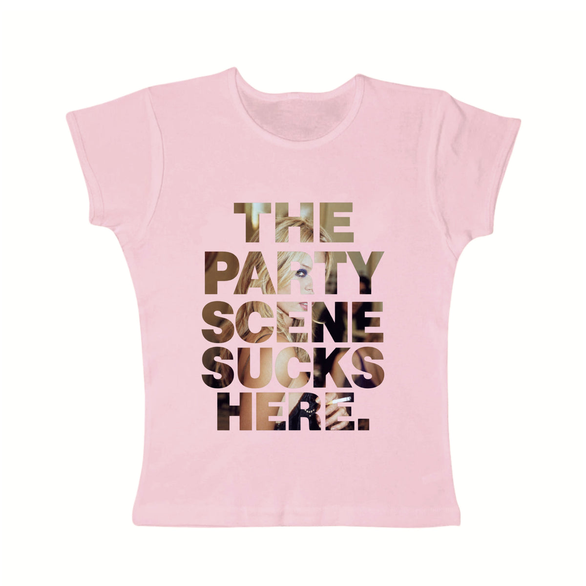 The Party Scene Sucks Here baby tee