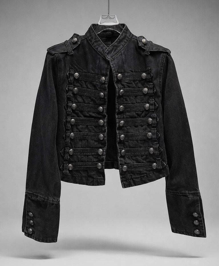 Braided military parade style denim jacket| Reigned