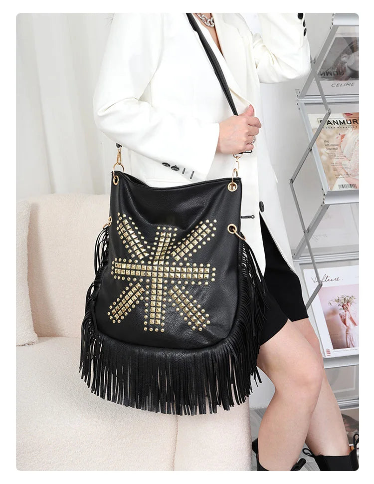 Studed Union Jack Tassel Detail tote Handbag | Reigned
