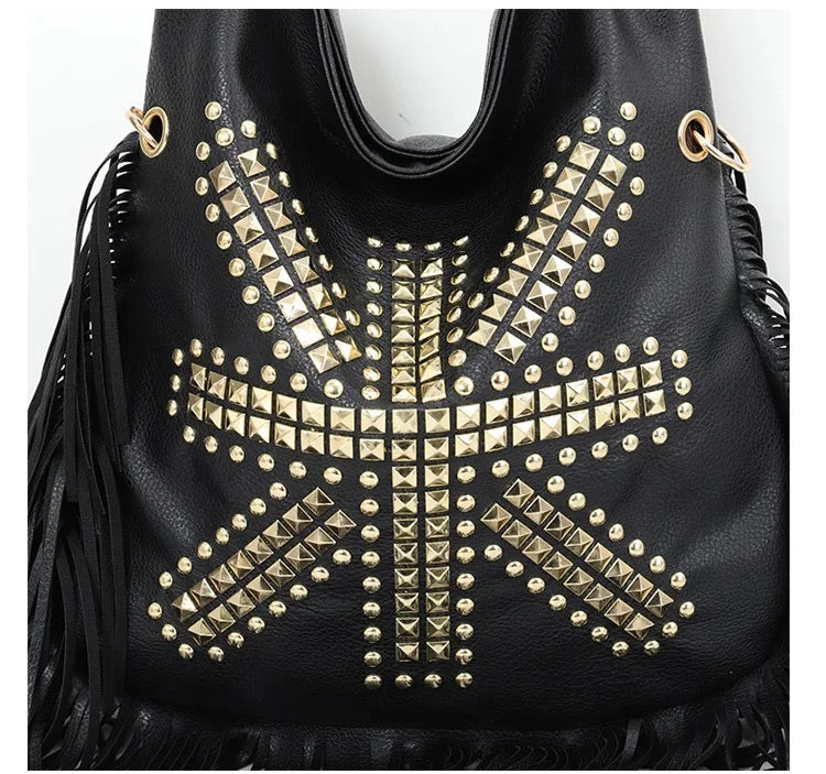 Studed Union Jack Tassel Detail tote Handbag | Reigned