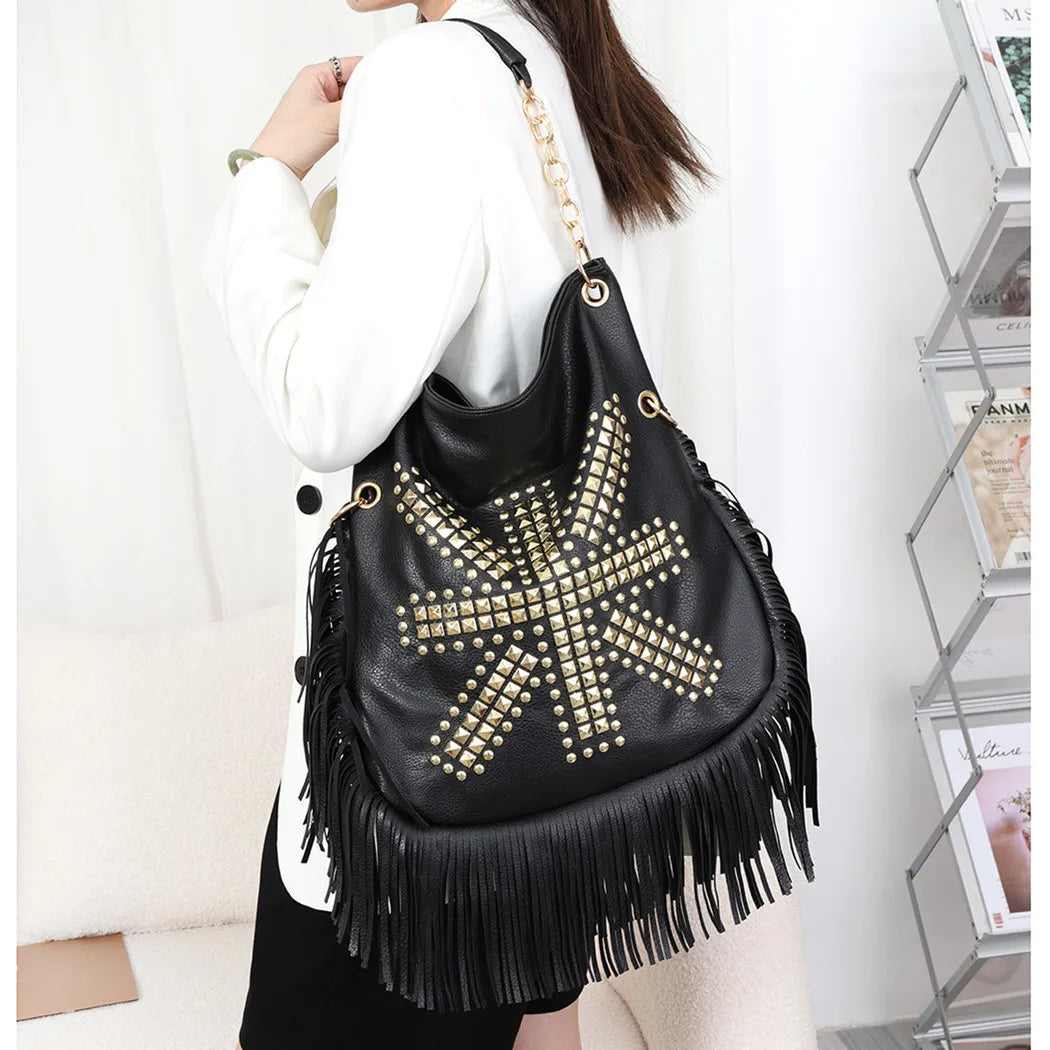 Studed Union Jack Tassel Detail tote Handbag | Reigned