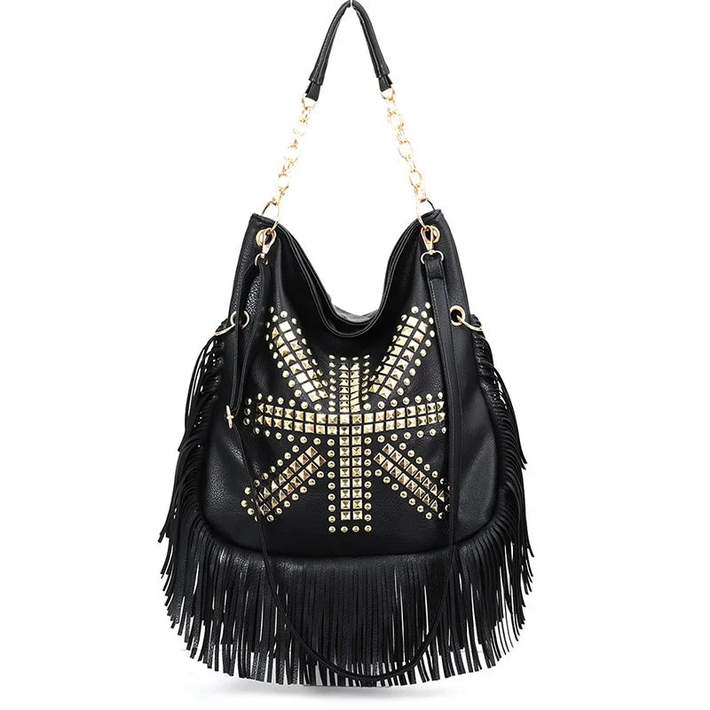 Studed Union Jack Tassel Detail tote Handbag | Reigned