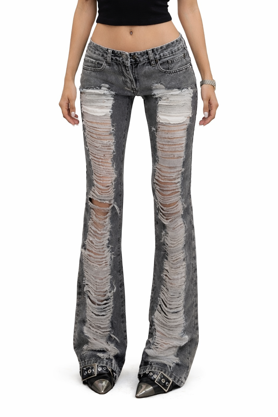 Low Rise Full Distressed skinny bootcut jeans | Reigned