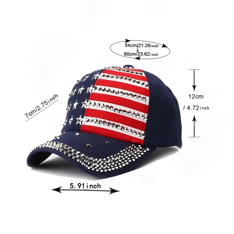 American Flag Studded Baseball Cap